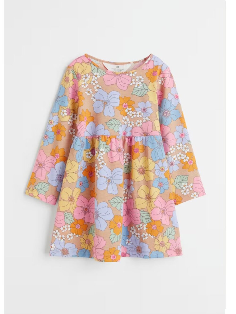 H&M Girls Long Sleeve Jersey Print Floral Dress 6-8 years